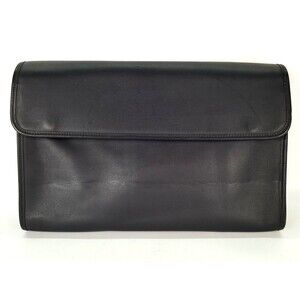 Shlesinger Style #S555D Black Leather Cowhide Underarm Flap Envelope Brief Bag